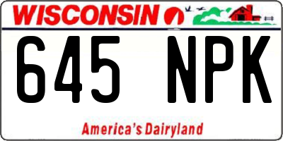 WI license plate 645NPK