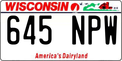 WI license plate 645NPW