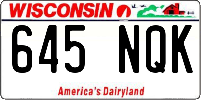 WI license plate 645NQK