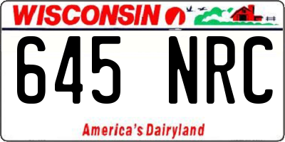 WI license plate 645NRC