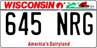 WI license plate 645NRG
