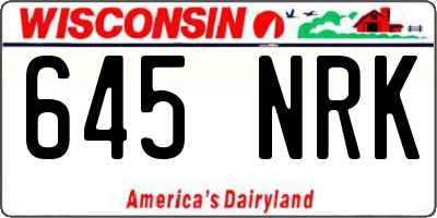 WI license plate 645NRK
