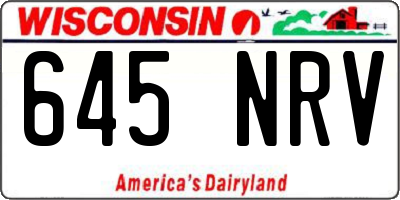 WI license plate 645NRV
