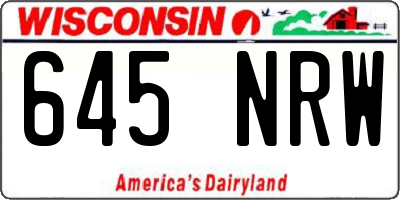 WI license plate 645NRW