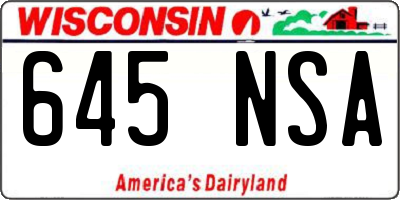 WI license plate 645NSA