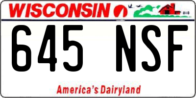 WI license plate 645NSF