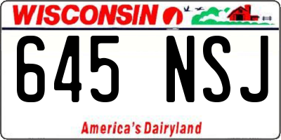 WI license plate 645NSJ