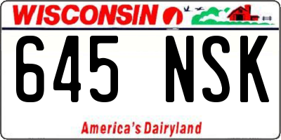 WI license plate 645NSK