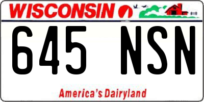 WI license plate 645NSN