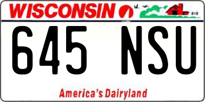 WI license plate 645NSU