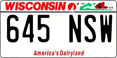 WI license plate 645NSW