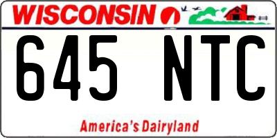WI license plate 645NTC