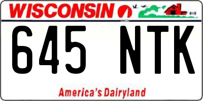 WI license plate 645NTK