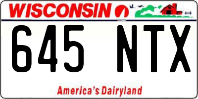 WI license plate 645NTX