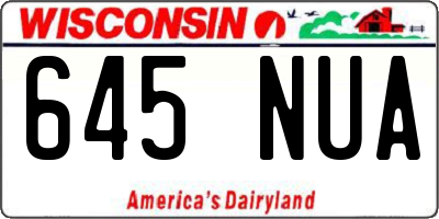 WI license plate 645NUA