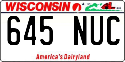 WI license plate 645NUC