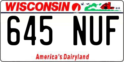WI license plate 645NUF