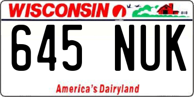 WI license plate 645NUK