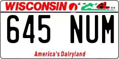 WI license plate 645NUM