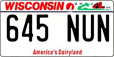 WI license plate 645NUN