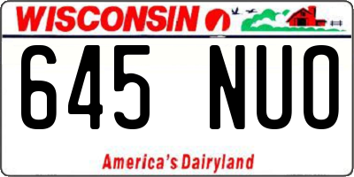 WI license plate 645NUO