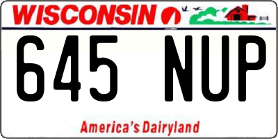 WI license plate 645NUP