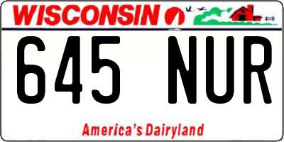 WI license plate 645NUR