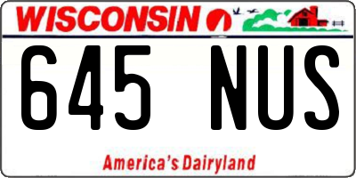 WI license plate 645NUS