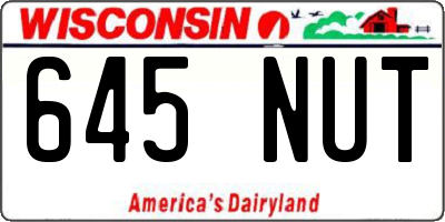 WI license plate 645NUT