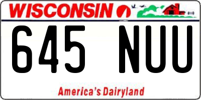 WI license plate 645NUU
