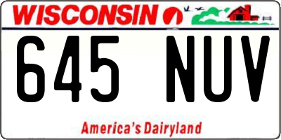 WI license plate 645NUV