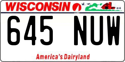 WI license plate 645NUW