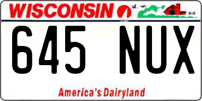 WI license plate 645NUX