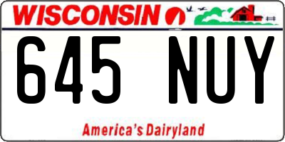 WI license plate 645NUY