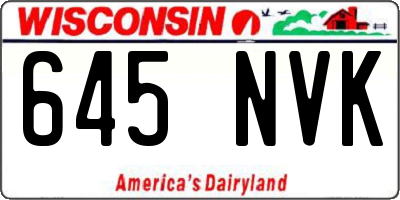 WI license plate 645NVK
