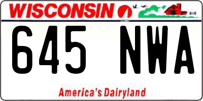 WI license plate 645NWA