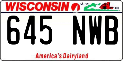 WI license plate 645NWB