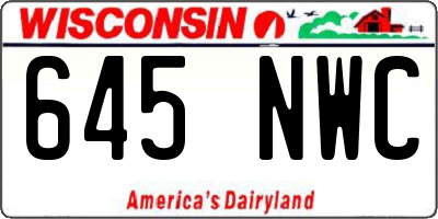 WI license plate 645NWC