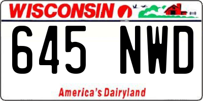 WI license plate 645NWD