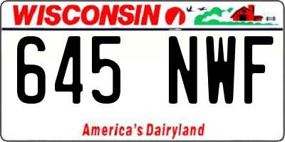 WI license plate 645NWF