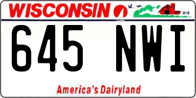 WI license plate 645NWI