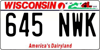 WI license plate 645NWK