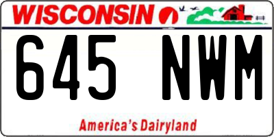 WI license plate 645NWM