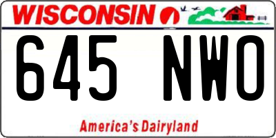 WI license plate 645NWO