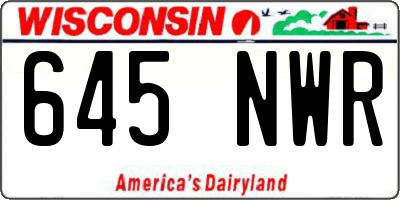 WI license plate 645NWR