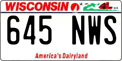 WI license plate 645NWS