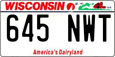 WI license plate 645NWT