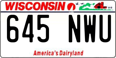 WI license plate 645NWU