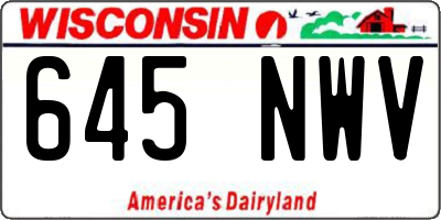WI license plate 645NWV