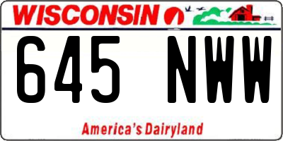 WI license plate 645NWW